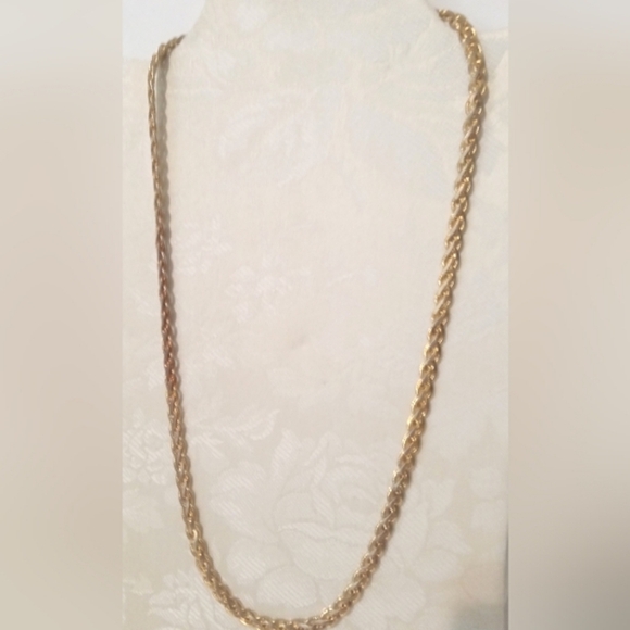 Vintage Necklace Gold Tone Braided Chain 24 Inches - Picture 1 of 5